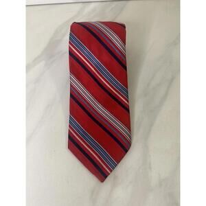 Barneys New York red/multicolored diagonal stripe/repp style silk neck tie